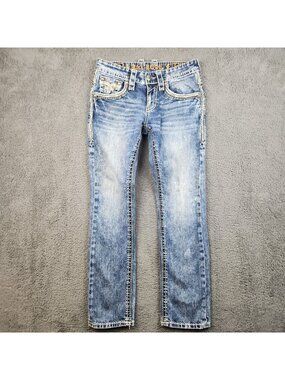 Rock Revival Slim Straight Jeans Men's 30 x 30 Contrast Stitch Heavy Pockets